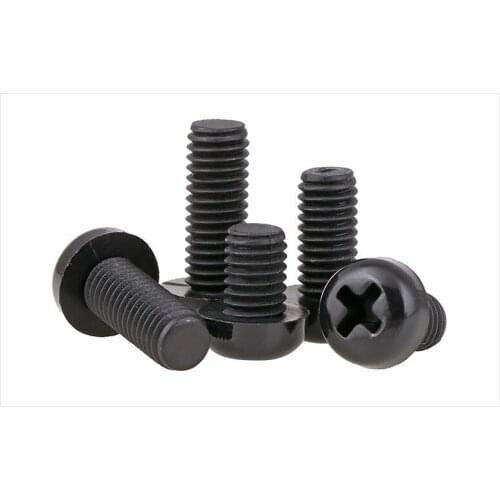 1000pcs/lot BLACK M2.5X4/5/6/8/10/12/15/20/25MM Nylon Philips Cross Head Screw Cross Bolt Screw Round Head Electronic Screw
