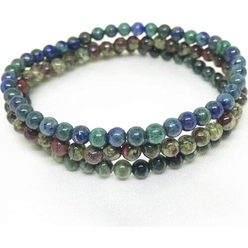 3/set Strand Bracelet 4 mm Round Natura Stone Bead Women Bracelets Healing Energy Jaspers Lapis Pictures Stone Fashion Jewelry