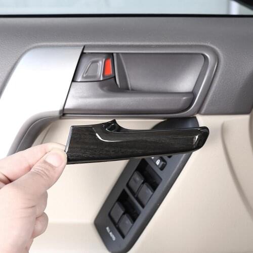 4pcs Black Wood Grain ABS Plastic Interior Door Handle Trim for Toyota Land Cruiser Prado FJ150 150 2010-2018 Models Accessories