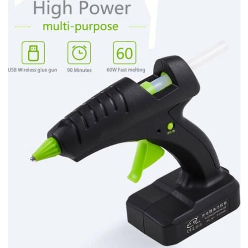 60W Hot Melt Glue Gun Include 11mm Glue Sticks Copper Nozzles Nozzle Covers Aluminium Spanner with Power Switch