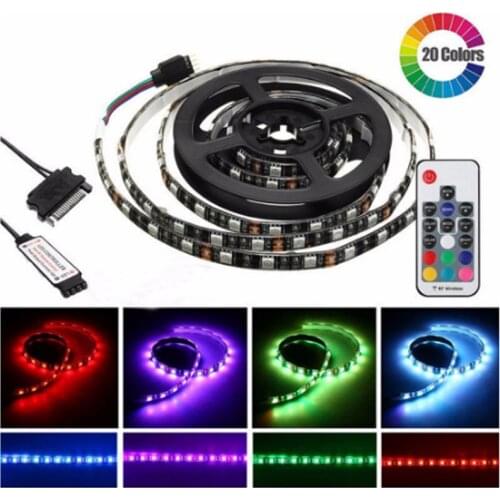 SATA adapter smd3528 5050 RGB LED Strip Light kit Lights RF Remote PC Case for PC ASUS Aura SYNC/MSI Mystic Light Sync
