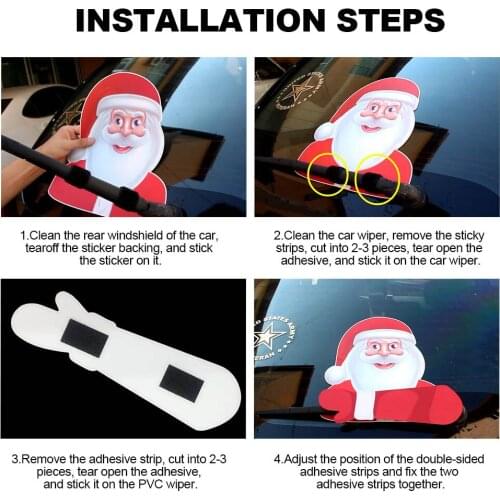 Car Rear Windshield Wiper Sticker Christmas Santa Claus/Snowman Decor Y7