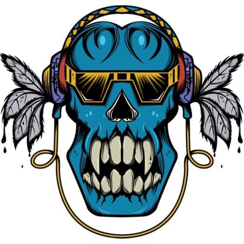 Aliauto Car Accessories Skull with Headphones Car Sticker Decal for Motorcycle Volkswagen Polo Golf Ford Focus 16cm X 15cm