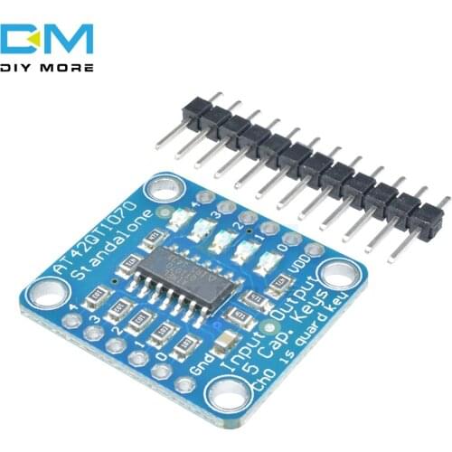 Standalone 5 Key Conductive Pad Mutiple Capacitive AT42QT1070 Touch Sensor Breakout Board Diy Electronic Indicator Min 5-Pad
