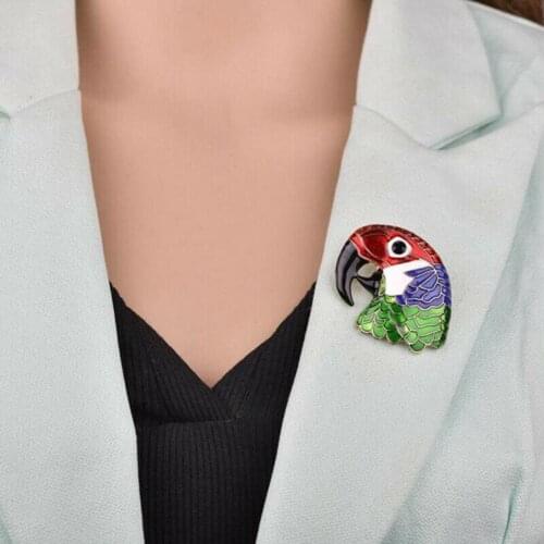 Trendy Brooch Cartoon Enamel Parrot Head Badge Collar Lapel Brooch Pin Clothes Jewelry Decor