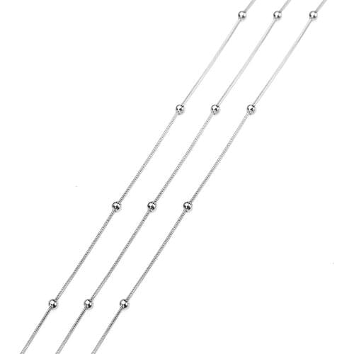 1 Meter 316L Stainless Steel 0.9mm Snake Chain Round Ball Beaded Bulk Chains Fit DIY Necklace Bracelet Jewelry Making Findings