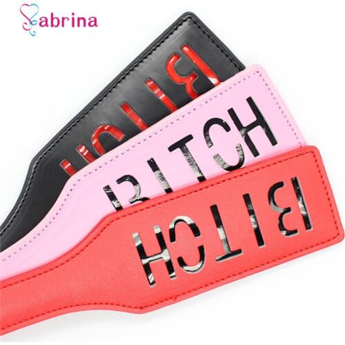 Slave Bitch Black Red Pink SM Flog Spank Paddle Beat Submissive Slave Kinky Fetish BDSM Bondage Torture Sex Toy for Couple Whips