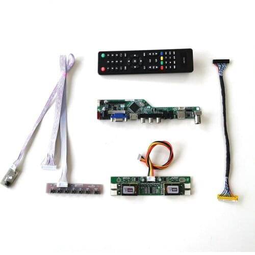 For LTM170EU-L01/L11 LVDS 4CCFL 30Pin T.V56 drive card board keyboard+Remote+Inverter LCD panel monitor VGA USB AV DIY kit