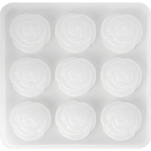 3D Flower Resin Mold, 9 Cavities Silicone Rose Flower Mold, Epoxy Casting Mold for Making Jewelry Project, Soap, Candle