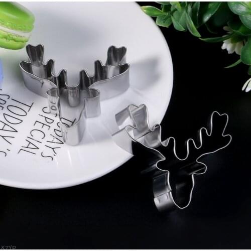 Stainless Steel Cookie Cutter Biscuit Mold Christmas Deer Head Reindeer Mould