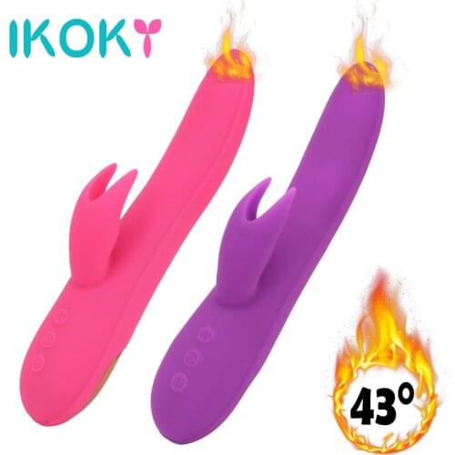 IKOKY Heating Vibrator Rotating Dildo AV Stick Magic Wand Female Masturbator G-spot Clitoris Stimulator Sex Toys for Woman