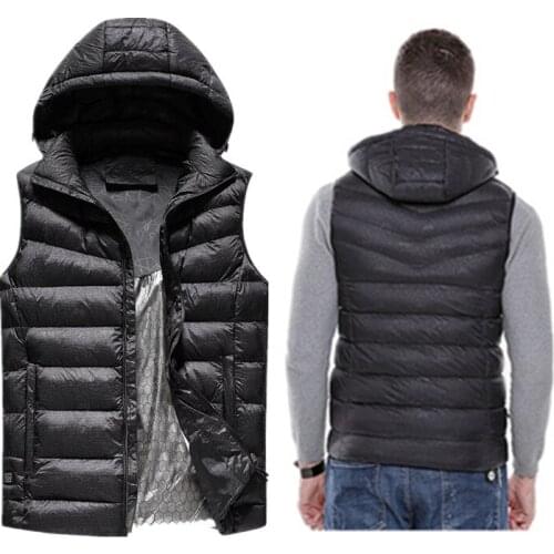 Intelligent Heating USB Electric Battery Sleeveless Vest Mens Winter Full Zipper Jacket Wind Resistant Heated Coats Body Warmer