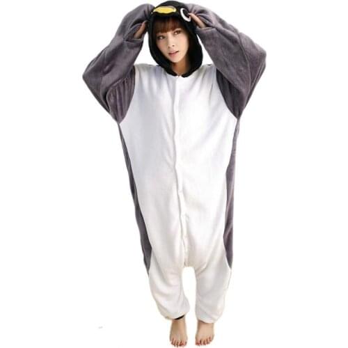 Kigurumi Grey Penguin Animal Onesies Pajamas Cartoon Costume Cosplay Pyjamas Adult Onesies Party Dress Halloween Pijamas