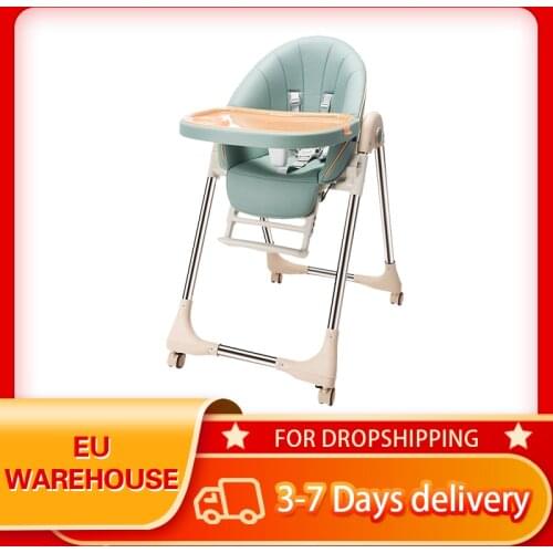 Multifunctional Children Dining Chair Adjustable Removable Baby Dining Chair Foldable Infant Stool Seat PU Cushion With Wheels