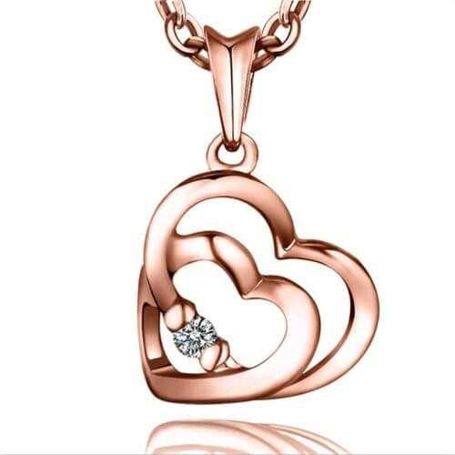 Trendy Rose Gold Heart Pendant Necklace Female Choker Accessories Top Quality Silver Plated Necklace For Women Jewelry