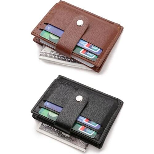 Fashion Leather Men Slim Money Case Credit Card Holder Coin Pocket