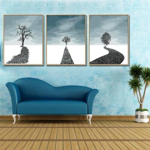 Paint By Number 3 Sets Of Paint By Number Kit Road Tree Paint On Canvas Pack Acrylic Painting Oil Painting On Canvas Tree Home
