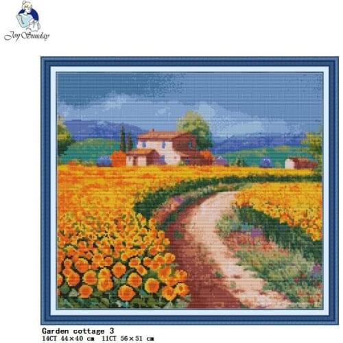 Garden Cottage Count Cross Stitch Kit 14CT 11CT Canvas Printed Embroidery Kit DIY Sewing Kit Needlework Home Decoration Painting