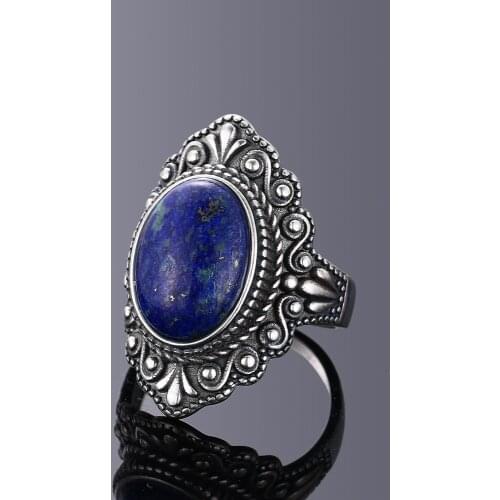 Nasiya Vintage Oval Natural Lapis Rings For Women 925 Sterling Silver Ring Jewelry Finger Ring Gemstone Rings Party Gift