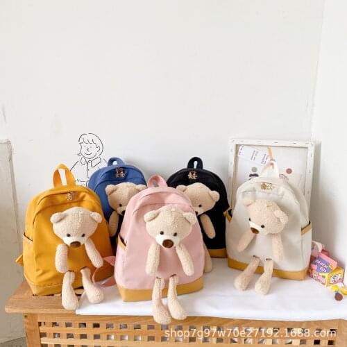 Plush 3D Bear Backpack Kindergarten Baby Backpack Animal Childrens School Bag Boys Girls Baby Cartoons Pack Student Toys Bags