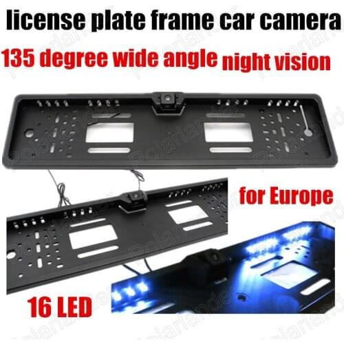 EU European Car License plate frame parking rear view reverse camera with 16 LED waterproof 135 degree wide angle