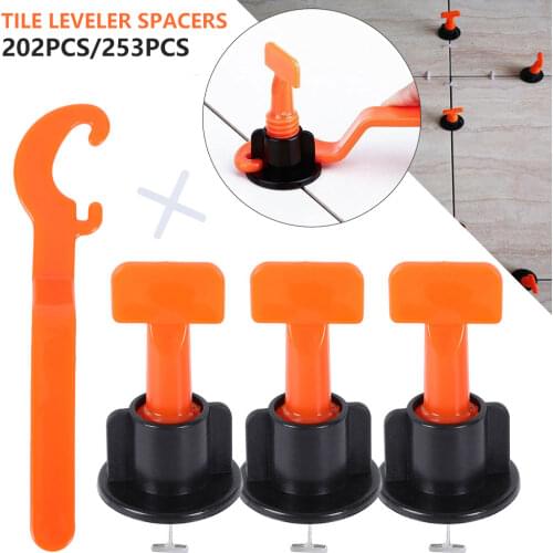 253 Pcs T-shaped Tile Positioning Leveler Reusable Floor Wall Tile Spacers Leveling System Tools Set Level Wedges Tile Spacers