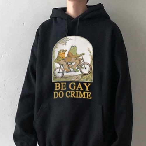 Unisex Frog And Toad-Be Gay Do Crime Hoodies Men/women Casual Fashion Sweatshirts Japan Anime Loose Hooded Hip Hop Streetwear