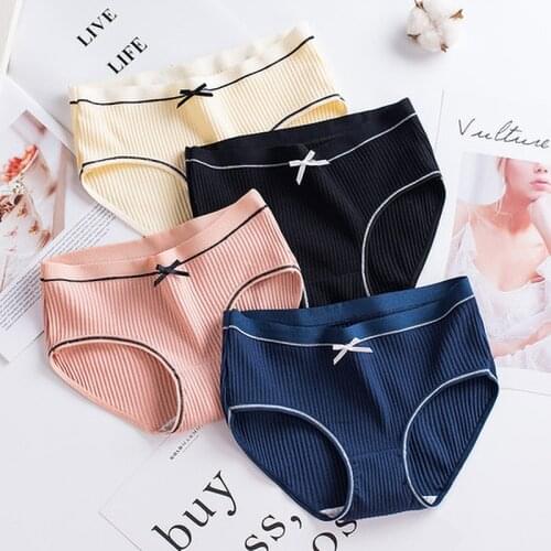 Panties Women Underwear Set Solid Mid-waist Cotton Panties Cozy Lingerie New Womens Underpants Tempting Briefs Female Underwear