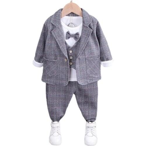 Spring Autumn Children Fashion Clothes New Toddler Gentleman Costume Baby Boys Girls Coat Shirt Pants Kids Formal Clothing Sets