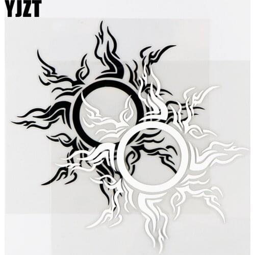 YJZT 14.3×14.6CM Vinyl Decals Personality Sun Art Car Sticker Body Decor Black / Silver 10A-0633