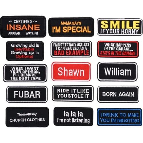 Written Words Patch for Clothing Iron on Embroidered Sewing Applique Cute Sew On Fabric Badge DIY Apparel Accessories