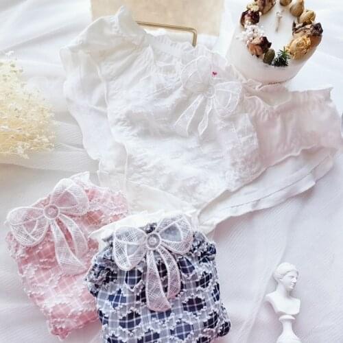 Womens Cotton Briefs with High Waist Plus Size Ruffle Bow Cute Lace Cotton Panties of Large Sizes Female Underwear Sexy 2021