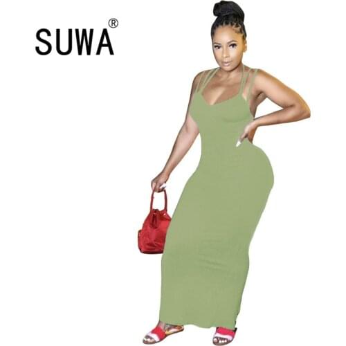 2020 new product women celebrity fashion long maxi dresses for women holiday clothing sleeveless bodycon party club dress