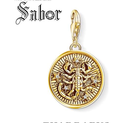 Zodiac Sign Scorpio Golden Charms DIY Jewelry Findings Accessories silver plated Fashion Jewelry Gift For Women Men thomas