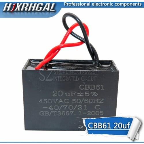 1PCS CBB61 20UF start capacitor hanging Fan soot motor air conditioner 450VAC starting capacitance hjxrhgal