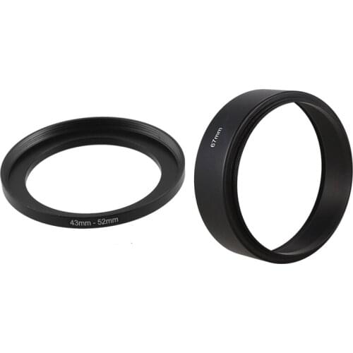 Top 1 Pcs 43mm to 52mm Metal Step Up Filter Ring Adapter & 1 Pcs 67mm Mount Standard Metal Lens Hood