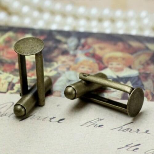10pcs 10mm 12mm Wholesale Antique Bronze French Cuff links Blank Flat French Cufflink for Jewelry Making DIY Clothes Accessorie