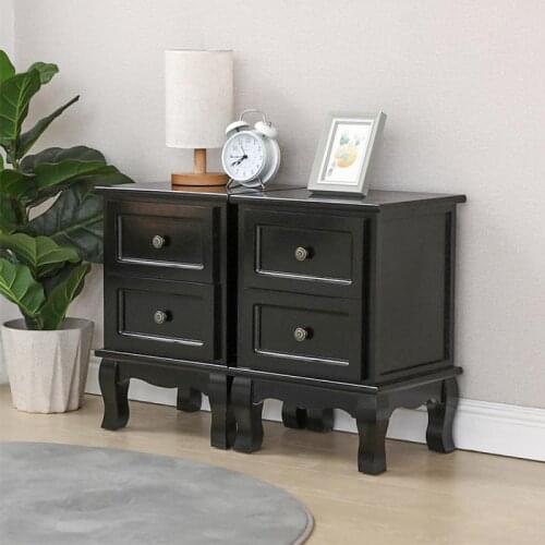 2pcs/set Bedside Table Two Drawers Mini Practical Cabinet Beauty Bedroom Nightstands Saving Space Bedroom Furniture HWC