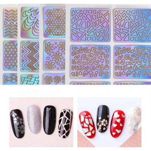 24 Sheets Nail Vinyls Set Colorful Hollow 3D Adhesive Sticker Manicure Nail Art Decorations