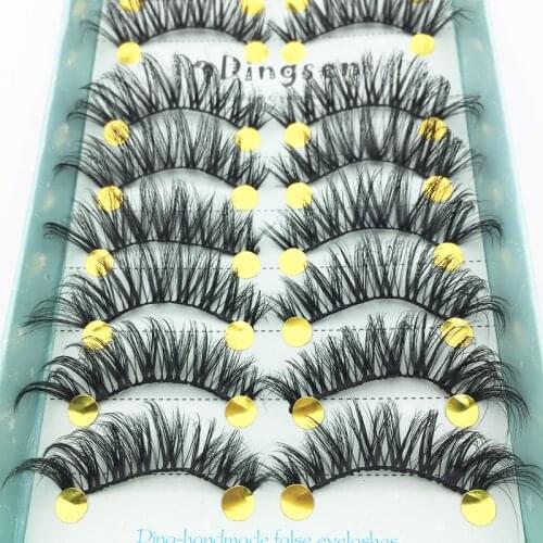5/10Pairs Mink Lashes Eyelash False Eyelashes Thick Hand Made Full Strip Lashes 100% Cruelty Free Mink Lashes Makeups Mink Cilio