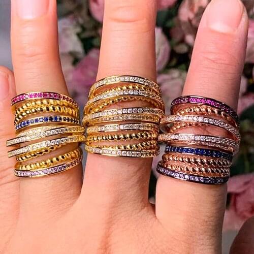 ACCKINxclusive Clouds Life Tree Colorful CZ Stacks Rings for Women Finger Rings Beads Charm Ring Bohemian Beach Jewelry 2019