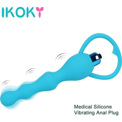 IKOKY Vibrating Anal Beads Waterproof Safe Silicone Anal Butt Plug Adult Toy Anal Plug Masturbation Adult Sex Products Vibrator
