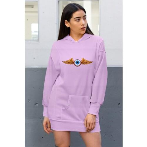 Angemiel Wear Kantalı Eye Pink Dress Sweatshirt Tunik