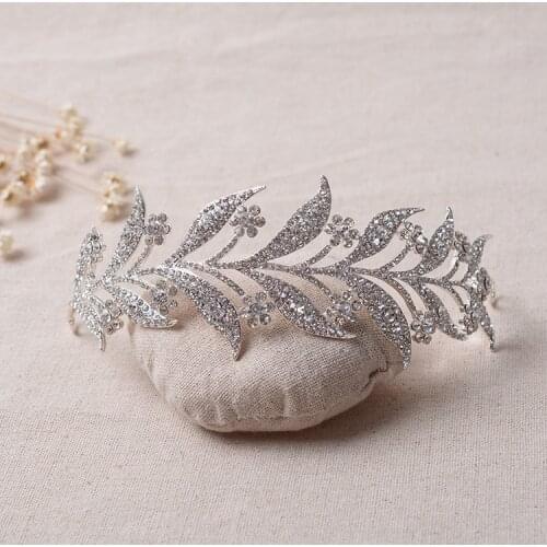 Baroque Bridal Branches Crystal Rhinestone Flower Tiara Hairdress Wedding Hairband Pageant Prom Crown Hair Jewelry Accessories