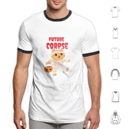 Future Corpse Halloween Mummy Cat T Shirt Print Cotton Death Corpse Future Dead Future Corpse Skull Goth Zombie Morbid