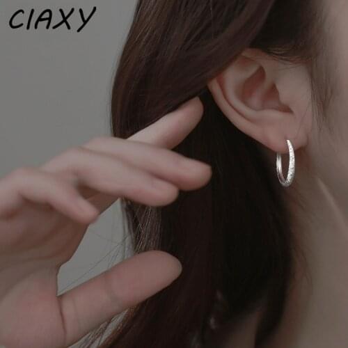 CIAXY 925 Sterling Silver Geometric Large Circle Hoop Earrings for Women Flashing Sand Earring Luxury Jewelry aretes de mujer