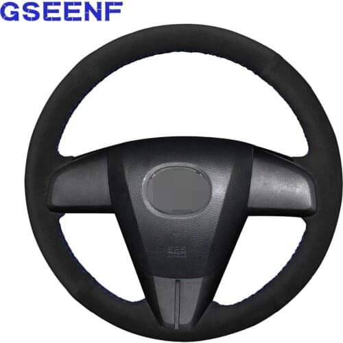 DIY Car Steering Wheel Covers Wrap Black Suede For Mazda 3 Axela 2010-2013 Mazda 5 Mazda 6 CX-7 CX-9 MAZDASPEED3 (US)