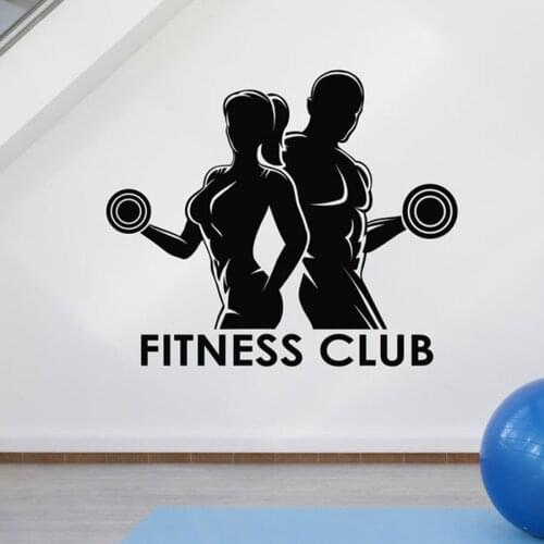 Fitness Club Wall Decal Gym Sign Logo Vinyl Wall Sticker Sport Healthy Life Bodybuilding Mural Art Interior Decoration S870