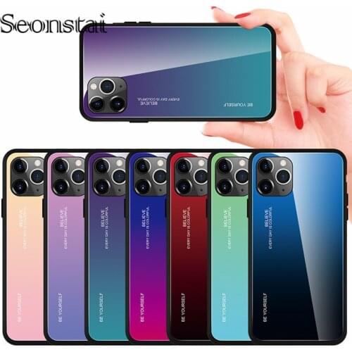 Gradient Tempered Glass Case For iPhone 11 Pro Max XR X Colorful Phone Cover Protective Shell For iPhone 6 6s 7 8 Plus XS Max 10