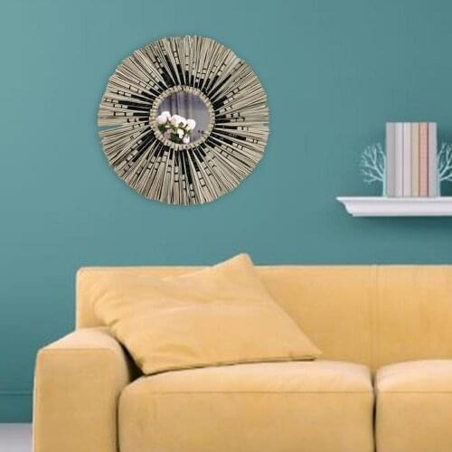 Art Hand-woven Straw Hanging Mirror European Retro Simple Tassel Decorative Mirror Homestay Hotel Villa Makeup Mirror